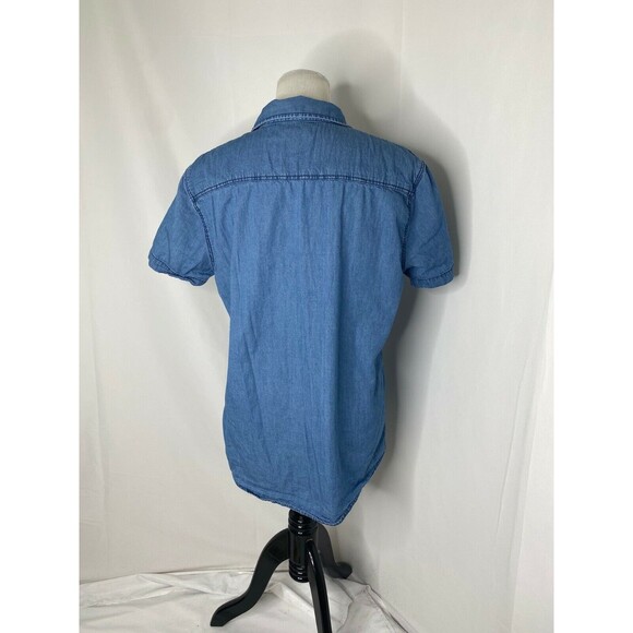 21 Men Men’s Button-Down Shirt Blue Casual Short Sleeve Size Medium - Picture 3 of 6